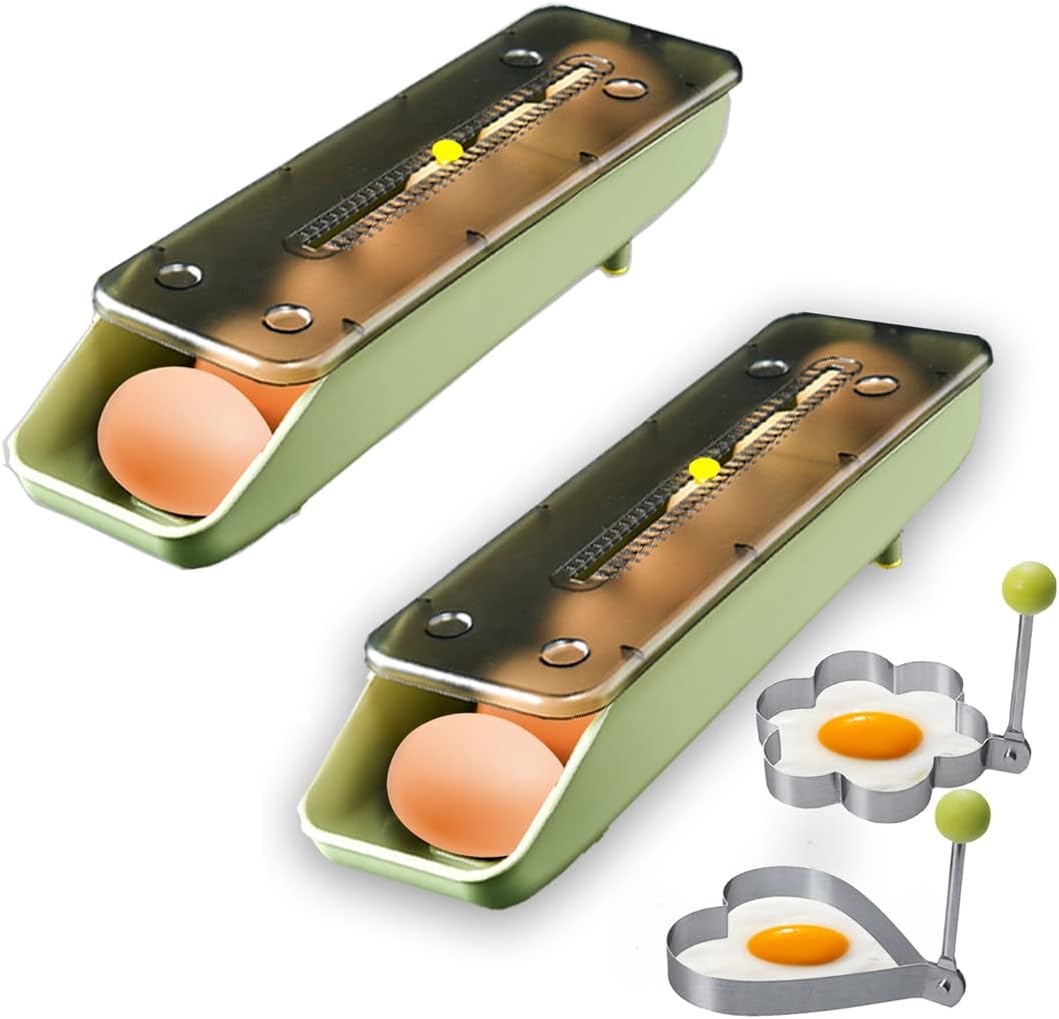 Eierbehälter für Kühlschrank, 2er-Pack, Eierhalter für Kühlschrank, Eieraufbewahrungsschale, Organizer, verstellbarer und platzsparender Eieraufbewahrungsbehälter (Grün, 2 Stück)
