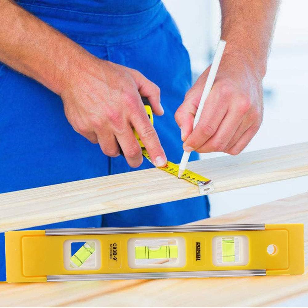 22,9 cm magnetische Box Wasserwaage Torpedowaage (2 Stück), 3 verschiedene Blasen/45°/90°/180° Messung, stoßfest, Torpedo-Wasserwaage