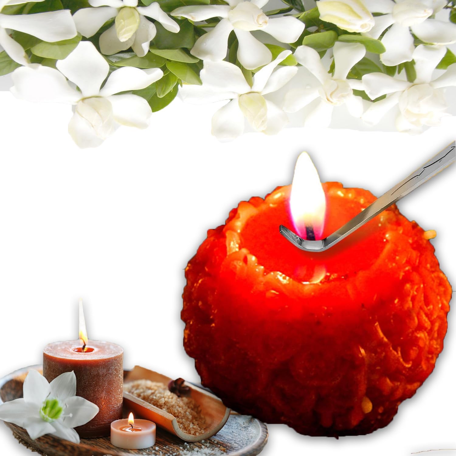 PTCCTV Kerzenlöscher, Dochtschneider mit Tablett, 4-in-1, Kerzenzubehör-Set, Kerzenpflege-Werkzeug, Kerzen-Feuerstopper, Kerzenschneider-Set, Kerzenlöscher, Kerzenlöscher, Edelstahl (Gold)