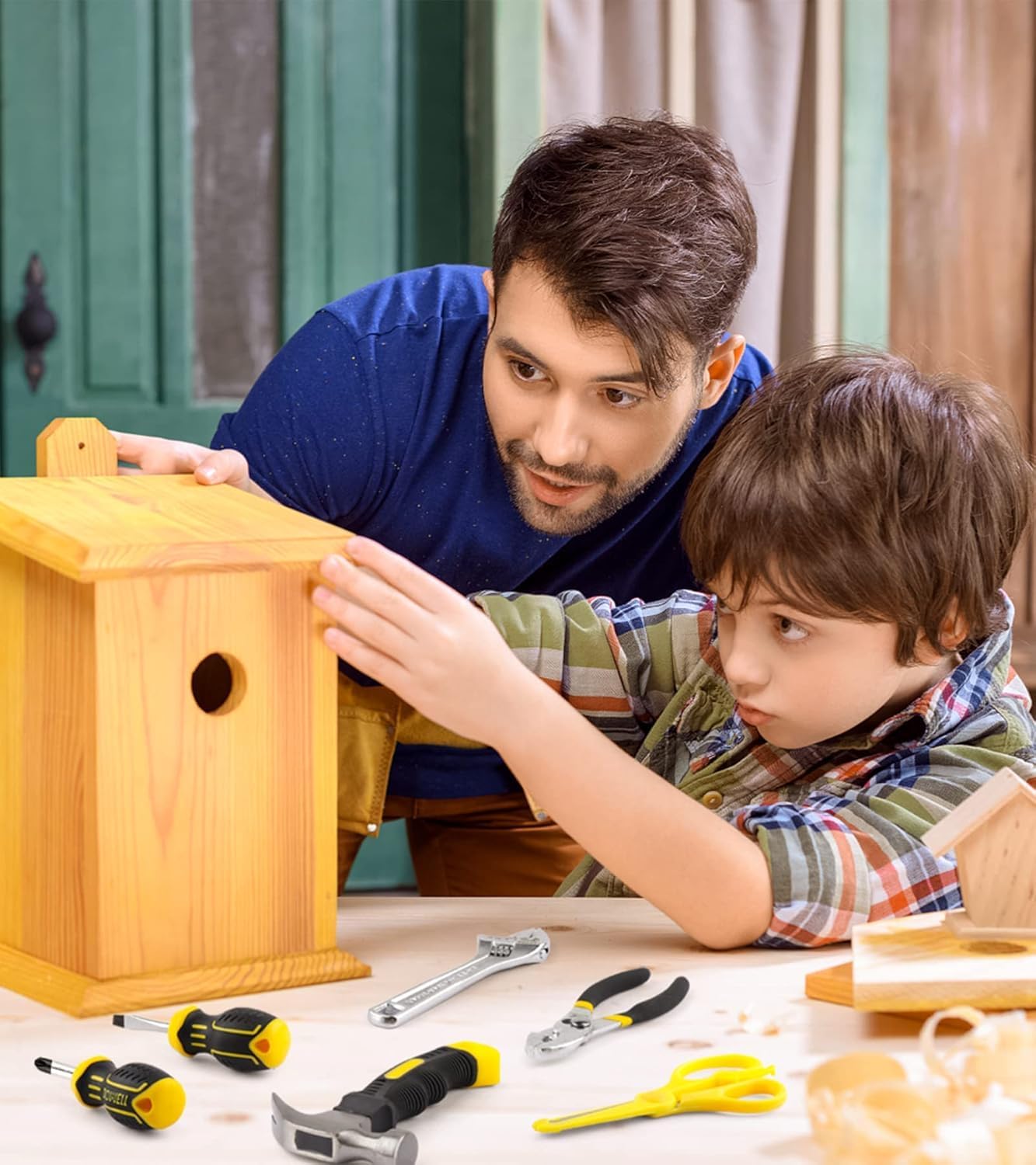 Kinder-Werkzeug-Set mit Werkzeugtasche inklusive Echtmetall-Handwerkzeuge für Jungen und Mädchen, Kinder & Junior-Lernwerkzeug-Set für Zuhause, DIY, Alter 8 +