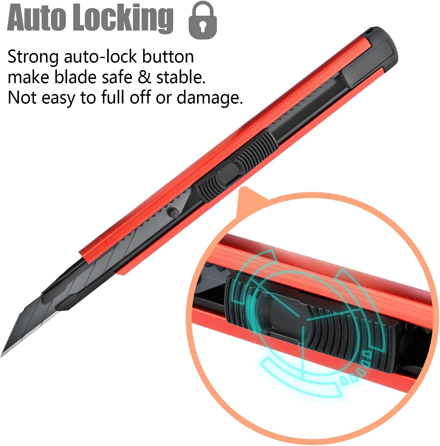 6 Stück Professional 9 mm Messer Cuttermesser mit 20 pcs 30°Abbrechklingen, Cuttermesser Profi, Cutter klingen für Tapeten, Papier, Folien, Basteln