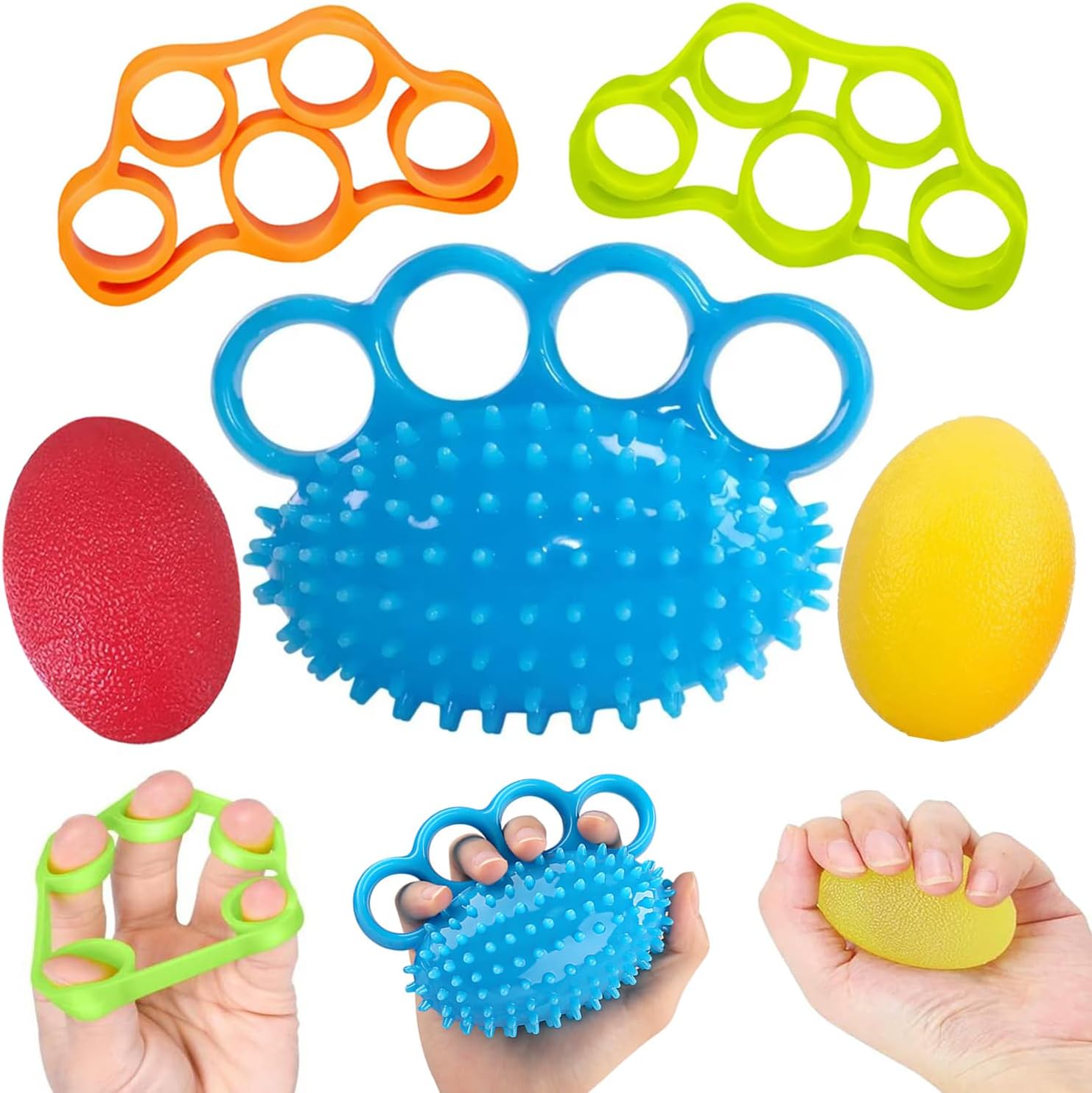 Handübung Squeeze Balls, Grip Strength Trainer Finger Recovery Kit, Verbessern Finger Flexibilität, Stressabbau & Physiotherapie, Mehrere Widerstandsstufen, 3 Typen, 5 Stück