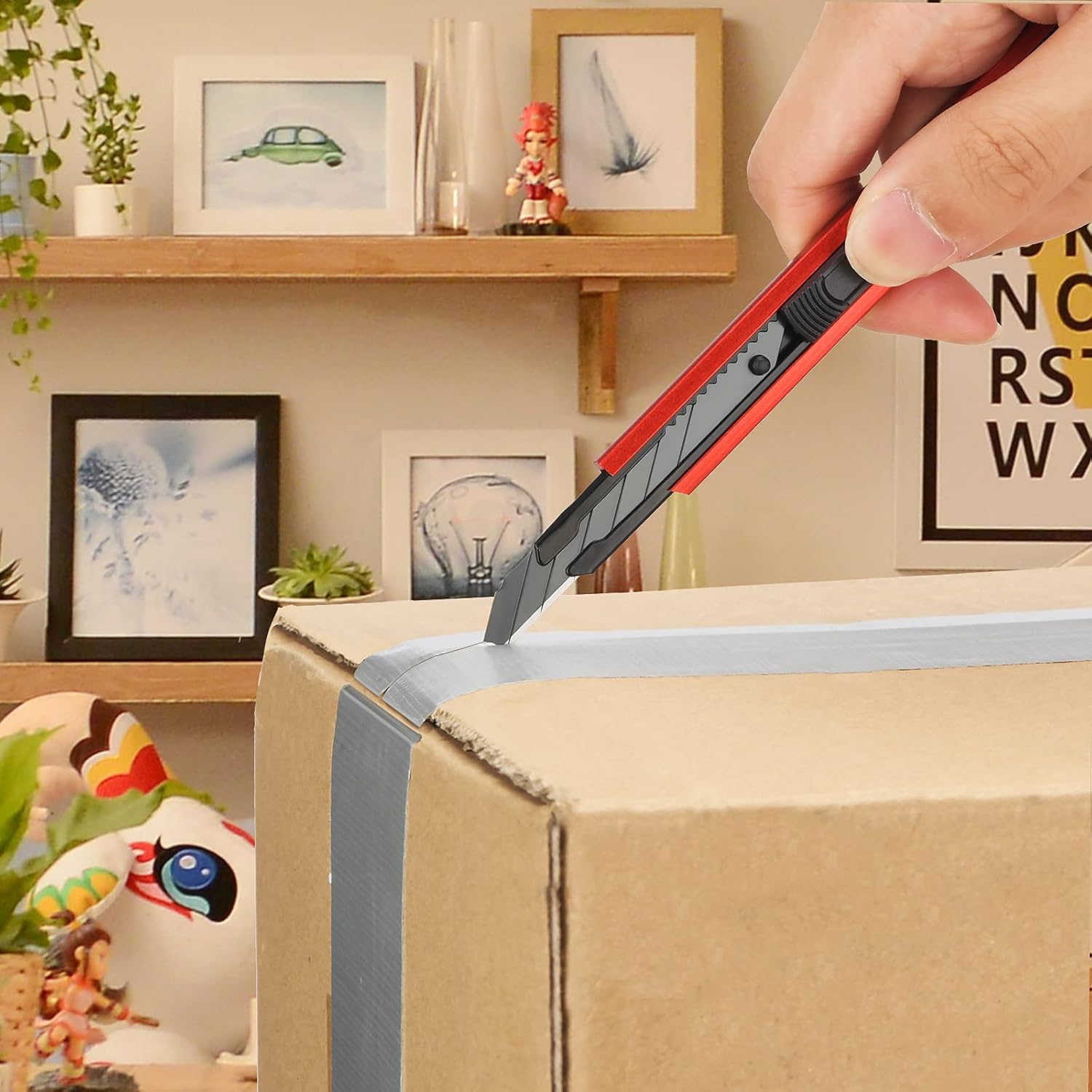 6 Stück Professional 9 mm Messer Cuttermesser mit 20 pcs 30°Abbrechklingen, Cuttermesser Profi, Cutter klingen für Tapeten, Papier, Folien, Basteln