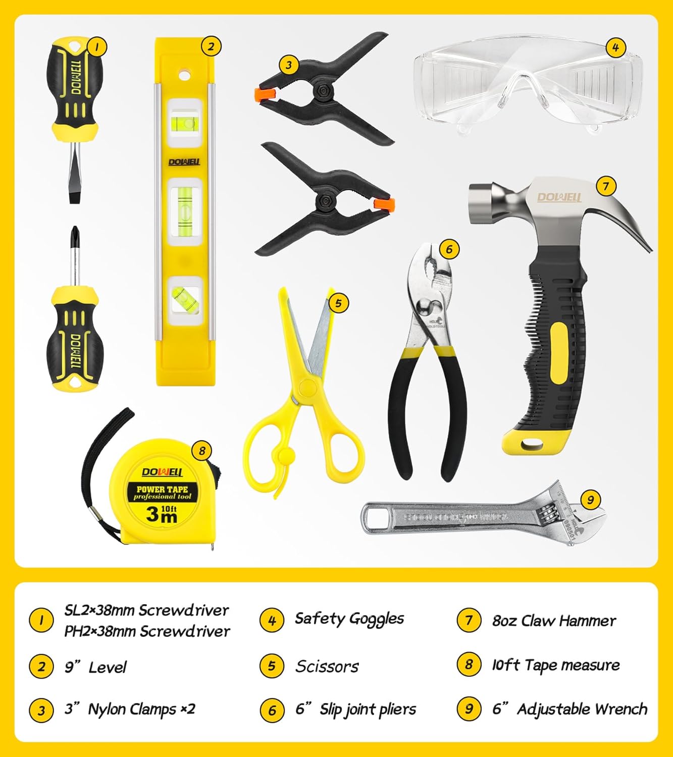 Kinder-Werkzeug-Set mit Werkzeugtasche inklusive Echtmetall-Handwerkzeuge für Jungen und Mädchen, Kinder & Junior-Lernwerkzeug-Set für Zuhause, DIY, Alter 8 +