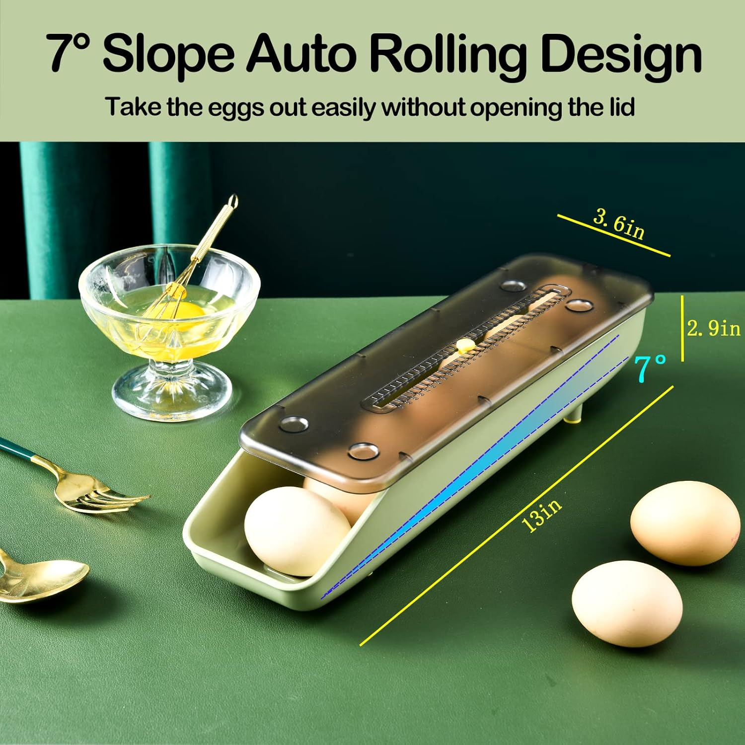 Eierbehälter für Kühlschrank, 2er-Pack, Eierhalter für Kühlschrank, Eieraufbewahrungsschale, Organizer, verstellbarer und platzsparender Eieraufbewahrungsbehälter (Grün, 2 Stück)